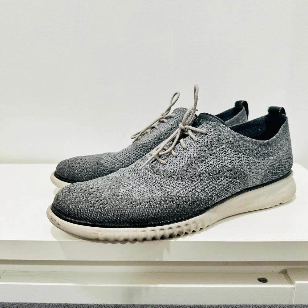 Cole‎ Haan Zerogrand Stitchlite Wingtip Oxford Gray Knit Mens Shoes C27565 11M
